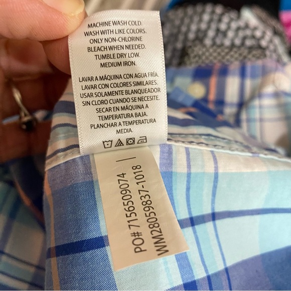 George Men’s Light Blue Plaid Short Sleeve Button Down - Picture 7 of 7